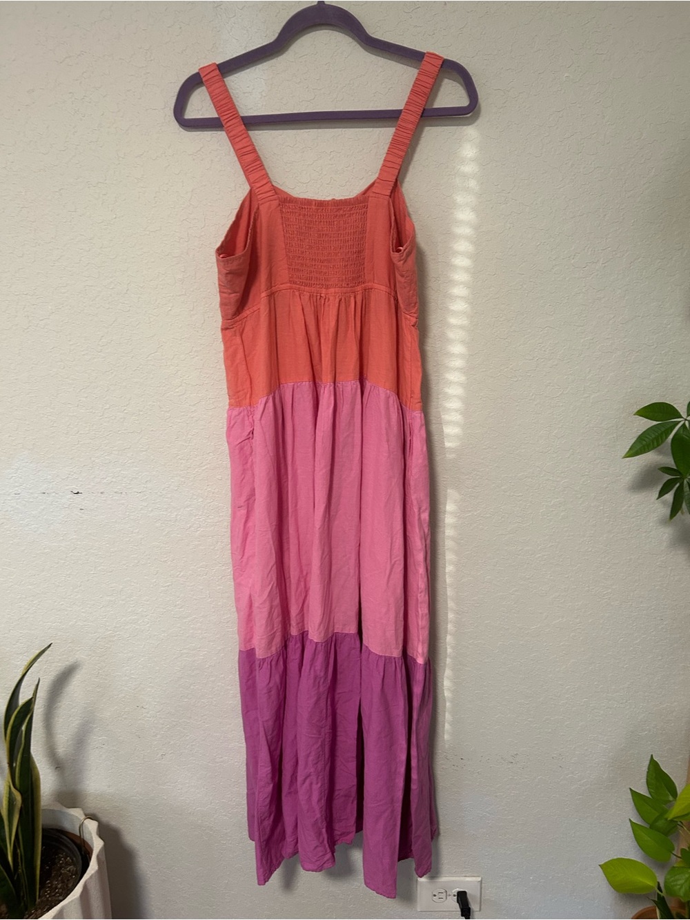 Vibrant Terra & Sky Coral, Pink and Magenta Tiered Maxi Dress Size 0X - Picture 6 of 11